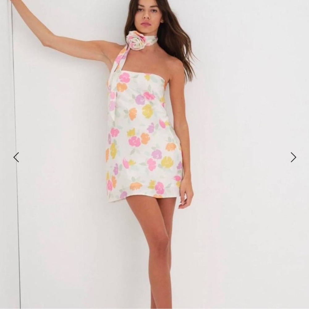 For Love & Lemons Hazel Floral Mini Dress Puff Sleeve 3 Piece Off-Shoulder Dress